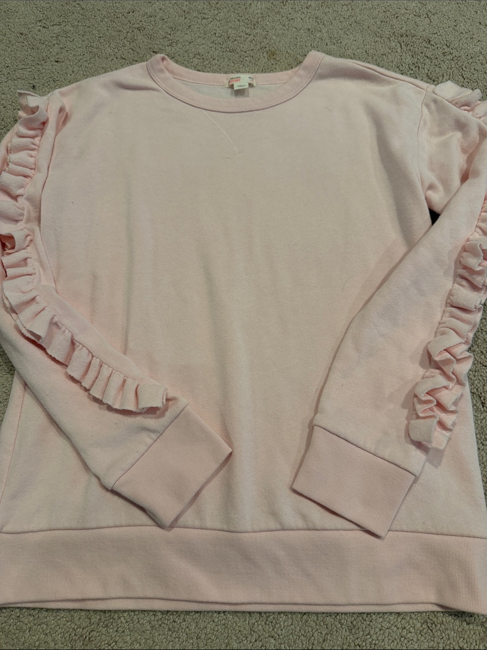 Crewcuts girls Light Pink Ruffle Sleeve Sweatshirt sz 14